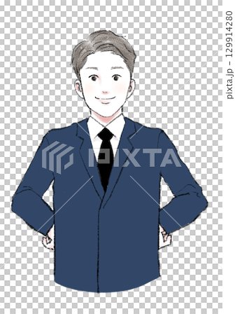 イラスト素材:自信・えっへん・ビジネスマン・男性 イラスト素材:自信・えっへん・ビジネスマン・男性 129914280
