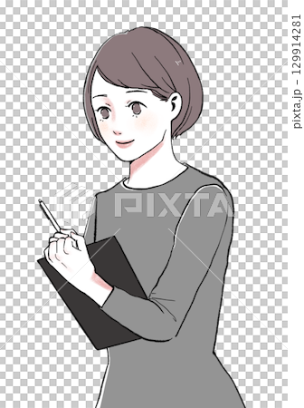 插畫素材：做筆記/女人 129914281
