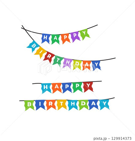 colorful happy birthday hanging flag Banners for Celebration 129914373