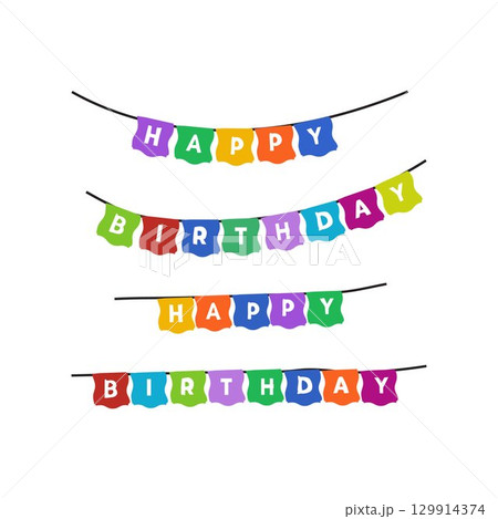colorful happy birthday hanging flag Banners for Celebration 129914374