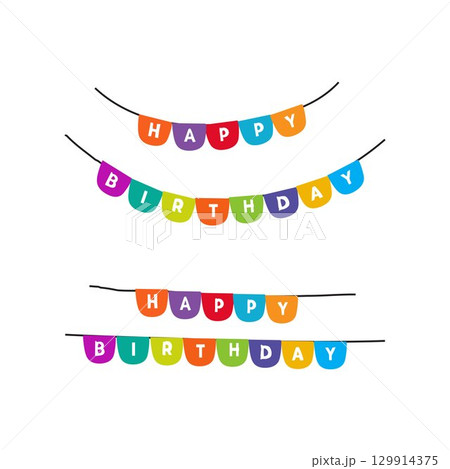 colorful happy birthday hanging flag Banners for Celebration 129914375