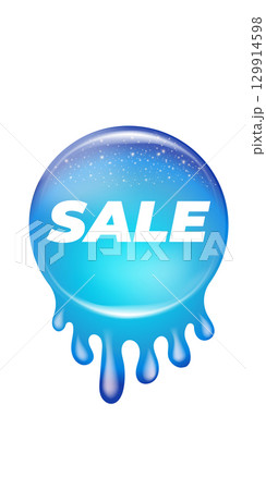 Round Sale Sticker Vector, Ice water blue Liquid Melt Design with Gradient, Glowing Effect, SALE Text, Social Media Post Element, Online Shop Promotion, Special Offer Label, Modern Graphic 129914598