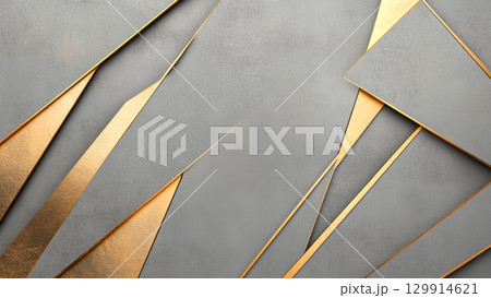 Modern abstract design with gold and gray geometric shapes 129914621