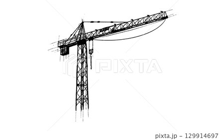 Building crane sketch Building crane sketch 129914697