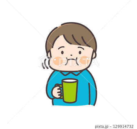 うがいをする男の子のイラスト 129914732