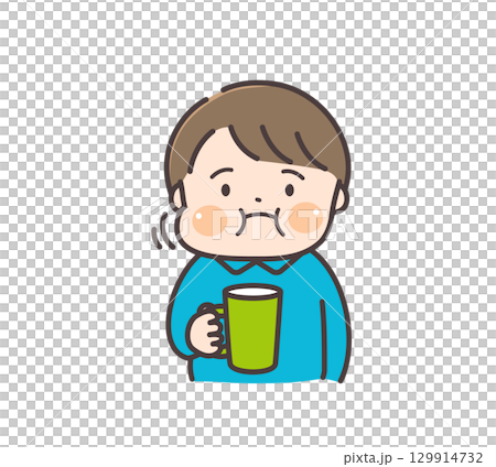 うがいをする男の子のイラスト 129914732