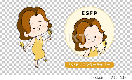 Illustration of MBTI personality type ESFP (Entertainer) character 129915383