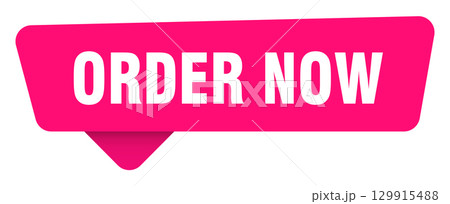order now magenta sticker isolated on transpatent background. order now sign 129915488