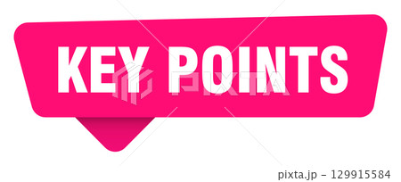 key points magenta sticker isolated on transpatent background. key points sign 129915584
