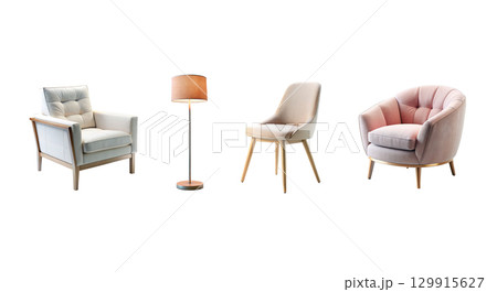 Bright interior items for the living room and bedroom 129915627