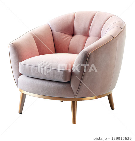 Pink upholstered armchair. An interior item for the living room 129915629