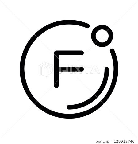 Simple black vector icon with a theme degrees Fahrenheit 129915746