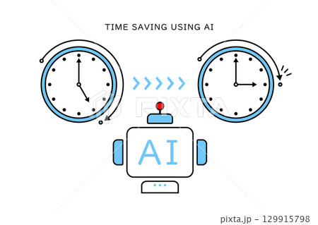 AIを使った作業時間の短縮をイメージしたイラスト 129915798