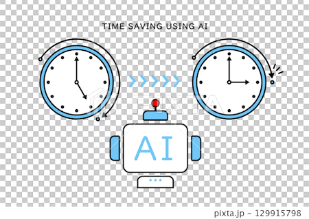 AIを使った作業時間の短縮をイメージしたイラスト 129915798
