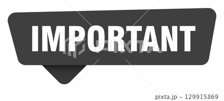important black sign isolated on transpatent background. important sticker 129915869