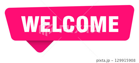 welcome magenta sticker isolated on transpatent background. welcome sign welcome magenta sticker isolated on transpatent background. welcome sign 129915908