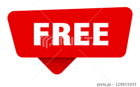 free red sticker isolated on transpatent background. free sign 129915935