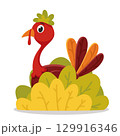 Turkey bird hiding in bushes on a white. Thanksgiving day 129916346