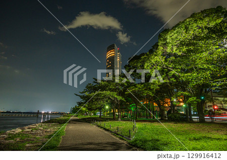 琵琶湖岸なぎさ公園夜景 大津市 琵琶湖岸なぎさ公園夜景 大津市 129916412