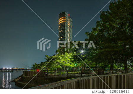 琵琶湖岸なぎさ公園夜景　大津市 129916413