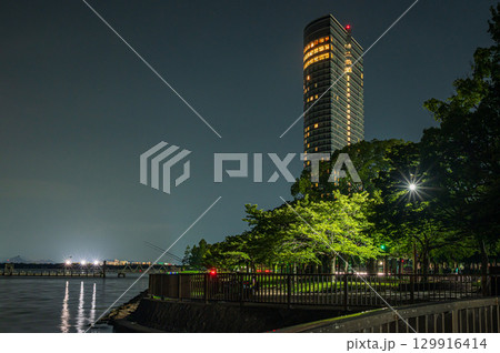 琵琶湖岸なぎさ公園夜景 大津市 琵琶湖岸なぎさ公園夜景 大津市 129916414