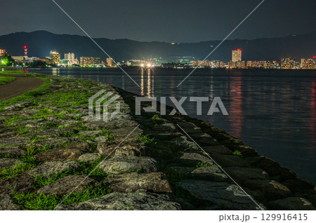 琵琶湖岸なぎさ公園夜景 大津市 琵琶湖岸なぎさ公園夜景 大津市 129916415