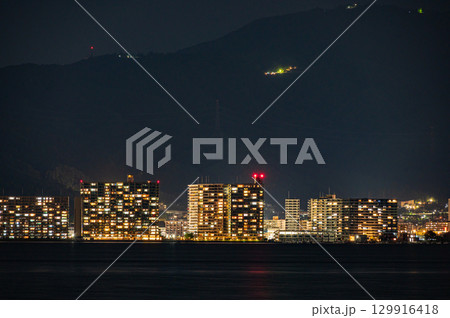 琵琶湖岸夜景　大津市 129916418