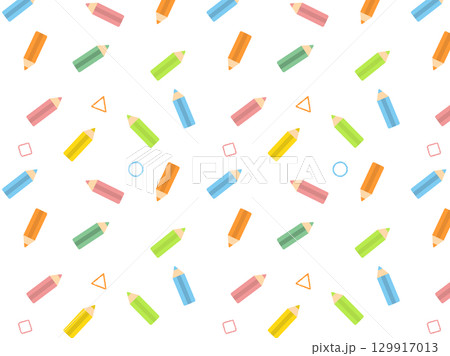 カラフルな色鉛筆のパターン背景 129917013