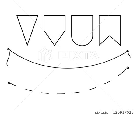 Outline Various shape pendant and rope Minimalist design. Bundle designer for different form Garland Outline Various shape pendant and rope Minimalist design. Bundle designer for different form Garland 129917026