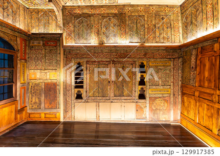 Traditional Ottoman interior decoration at Gupgupoglu Mansion, Kayseri Ethnography Museum, Kayseri, Turkey 129917385