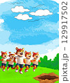 猫ちゃん運動会　その先には罠が　イラスト 129917502