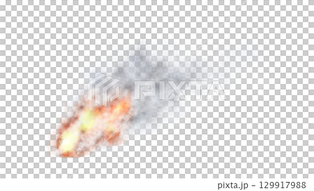 Fire and smoke trail after explosion isolated on transparent background realistic fiery blast with thick smoke Fire and smoke trail after explosion isolated on transparent background realistic fiery blast with thick smoke 129917988
