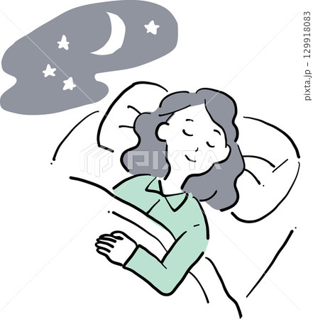 ぐっすり眠る女性のイラスト 129918083