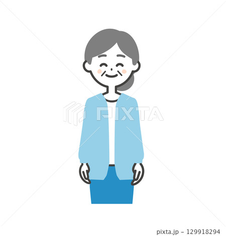 笑顔の年配の女性イラスト 129918294