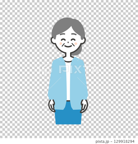 笑顔の年配の女性イラスト 129918294