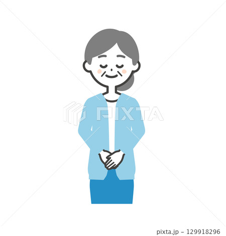 お辞儀する年配の女性イラスト 129918296
