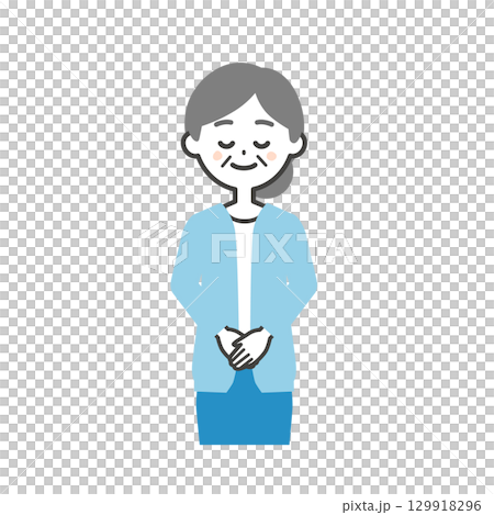 お辞儀する年配の女性イラスト 129918296