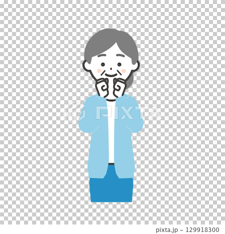 Illustration of an elderly woman clasping both hands Illustration of an elderly woman clasping both hands 129918300