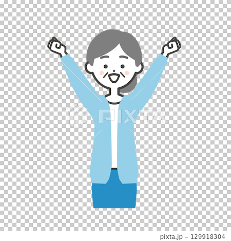 一位老年婦女舉起雙拳的插圖 一位老年婦女舉起雙拳的插圖 129918304