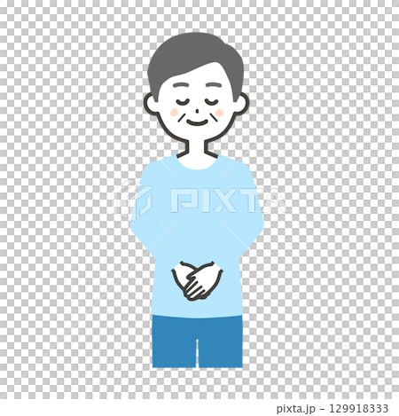 お辞儀する年配の男性イラスト 129918333