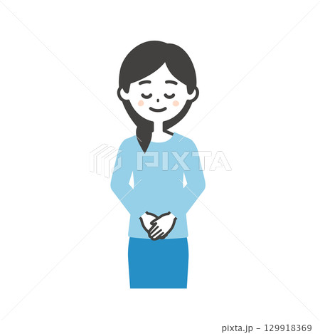 お辞儀する女性イラスト 129918369