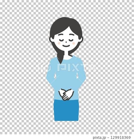 お辞儀する女性イラスト 129918369