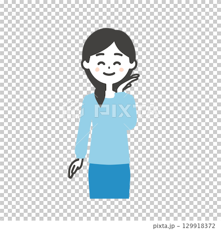 一位女士用手托著臉頰的插圖 一位女士用手托著臉頰的插圖 129918372