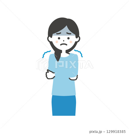 寒がる女性イラスト 129918385