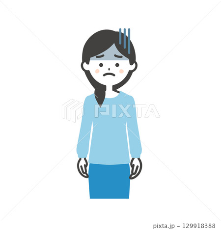 暗い表情の女性イラスト 129918388