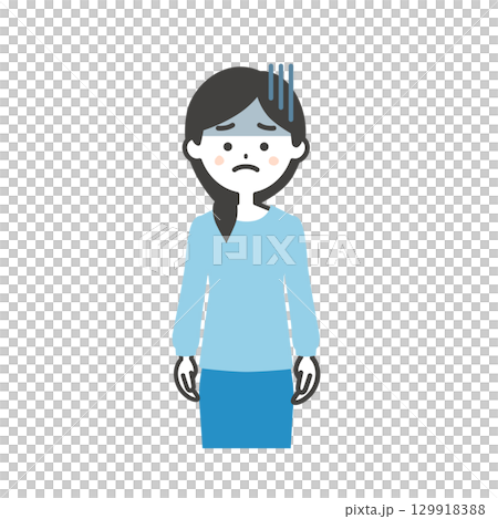 暗い表情の女性イラスト 129918388