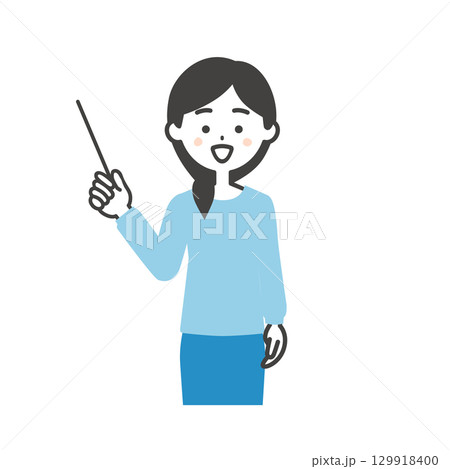 指示棒で指す女性イラスト 129918400