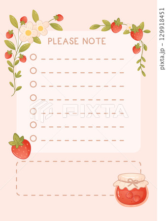 To do list notepad with strawberry and jam To do list notepad with strawberry and jam 129918451