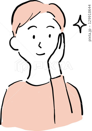 肌の状態に満足している男性のイラスト 129918644