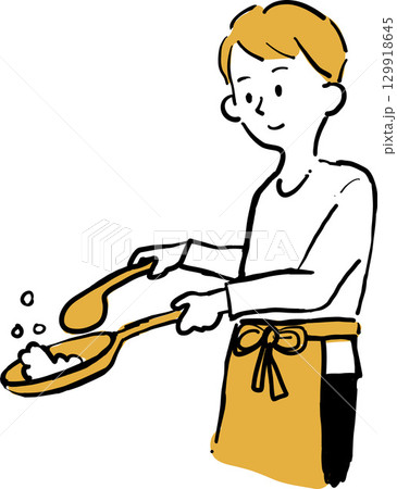 料理をする男性のイラスト 129918645
